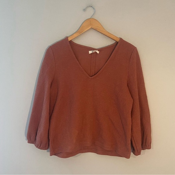 Madewell top Cotton Texture Orange Longsleeve Top MEDIUM jcrew‎ j. Crew j.crew - Picture 3 of 3